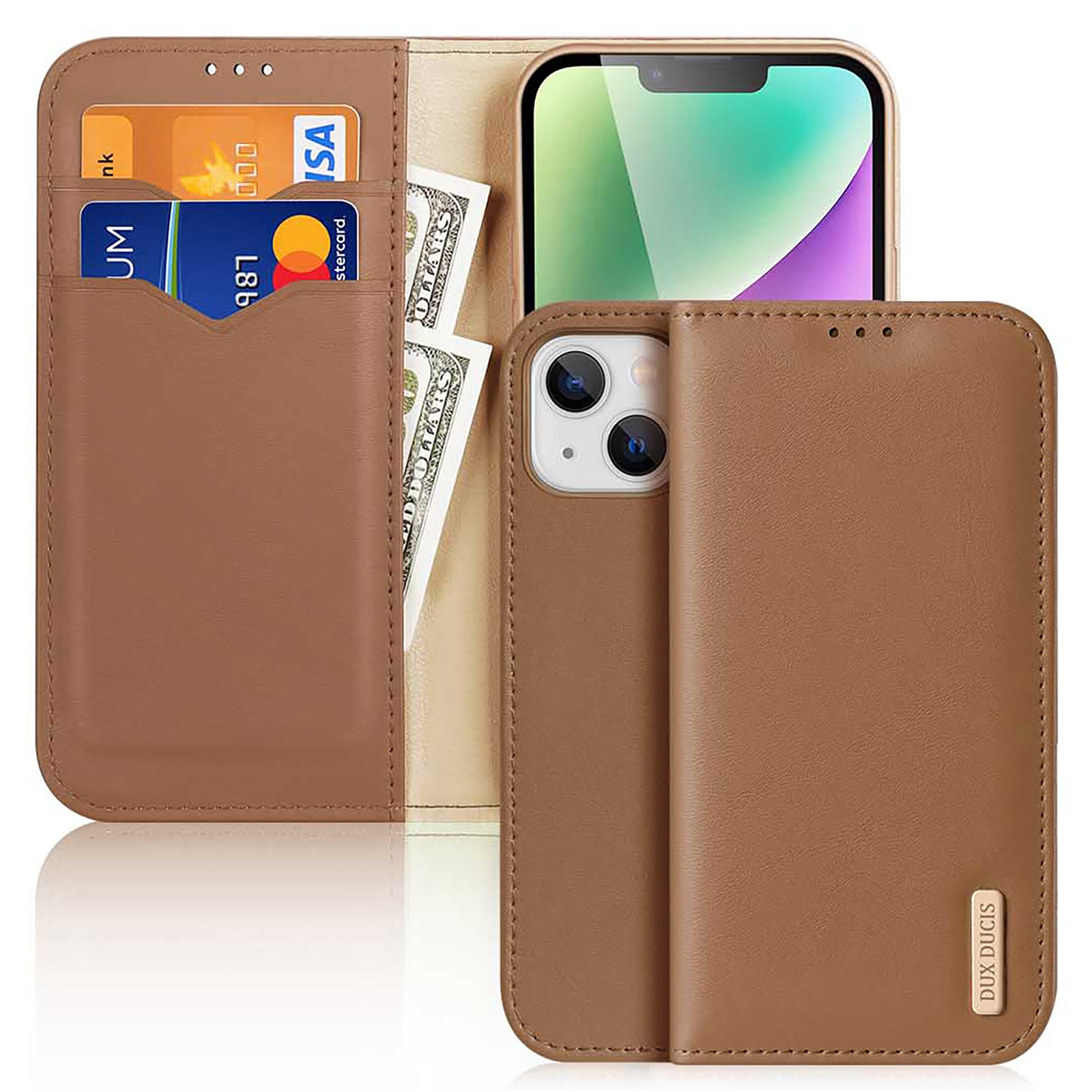 DUX DUCIS Hivo Series for iPhone 15 Plus Cowhide Leather RFID Blocking Wallet Case Cell Phone Stand Cover DUX DUCIS Hivo Series for iPhone 15 Plus Cowhide Leather RFID Blocking Wallet Case Cell Phone Stand Cover